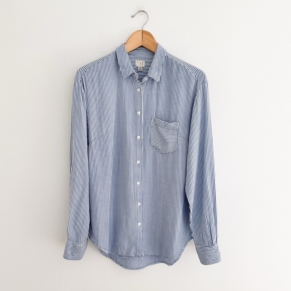 a new day Tops - A New Day Blue & White Striped Button Down Shirt Size Medium